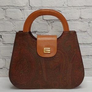 Etro Brown Paisley Satchel with Gold Accent